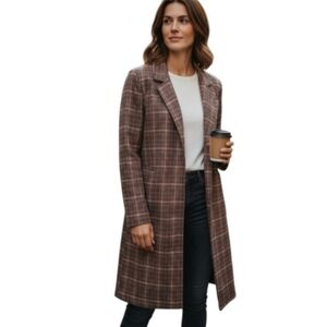 Potter's Pot Brown Plaid Coat Sz.L EUC.